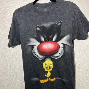 Gray Looney Tunes Sylvester and Tweety T-Shirt